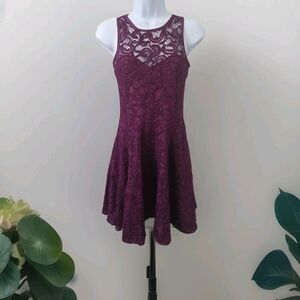 Aubergine Purple Lace Skater Dress--Limited